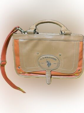 U.S. Polo Assn. Tan and Orange Satchel with Top Handle